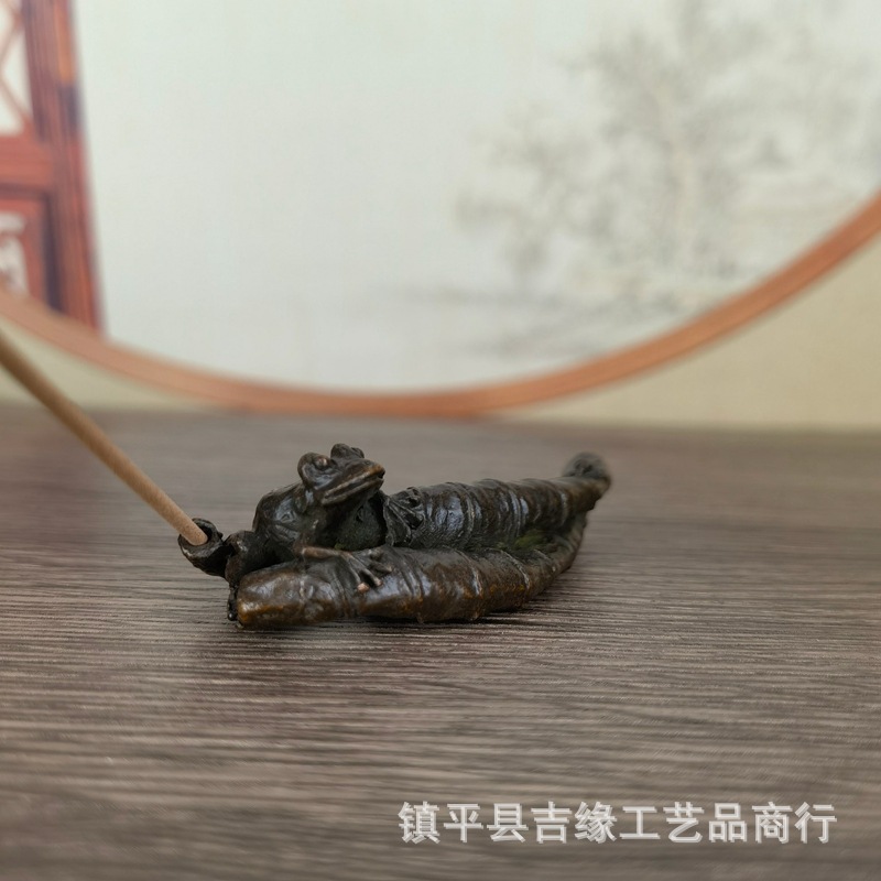 Vintage Collectible Furniture - 蓮の葉のカエル香炉 アンティーク 雑貨 ヴィンテージ合金工芸品 ホームデコレーションオーナメント