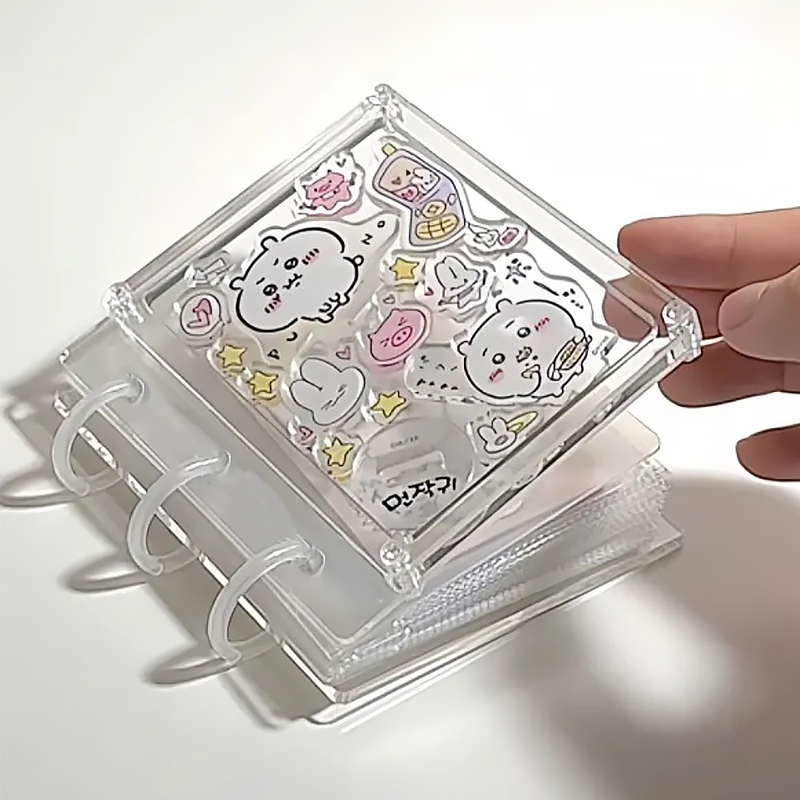 Polaroid Photo Album - yiji ワンスクエアグリッド 3 インチ小型カードアルバムポラロイドフォトアルバム手作り DIY クリエイティブアクリルルーズリーフガールギフト