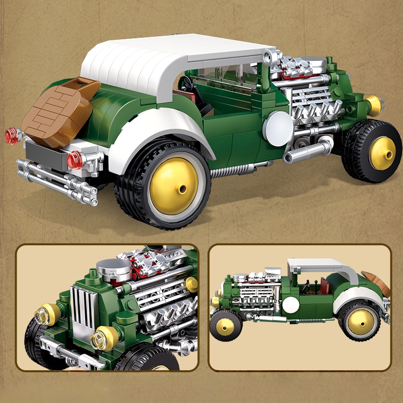 レトロなビンテージカーのブロックセット、車両のブロックモデル - Vintage Collectible Cars のレビューと価格