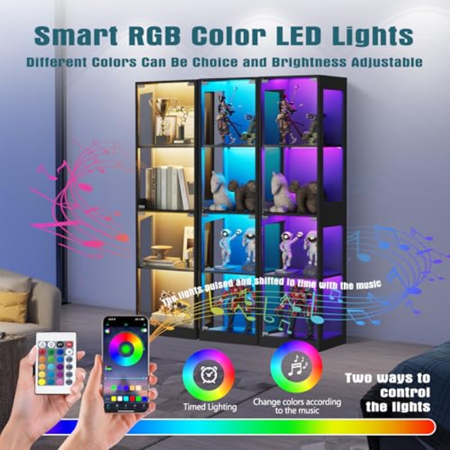 コレクション用のLED RGBライト付きガラスディスプレイキ - Collectible Collection のレビューと価格