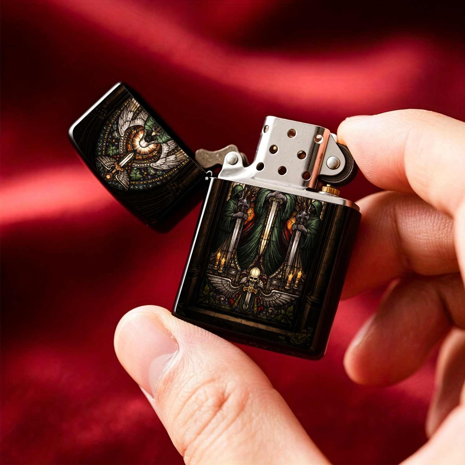 ヴィンテージゴシックエンジェルスカル柄 防風ライター 再利用 - Collectible Vintage Tools のレビューと価格