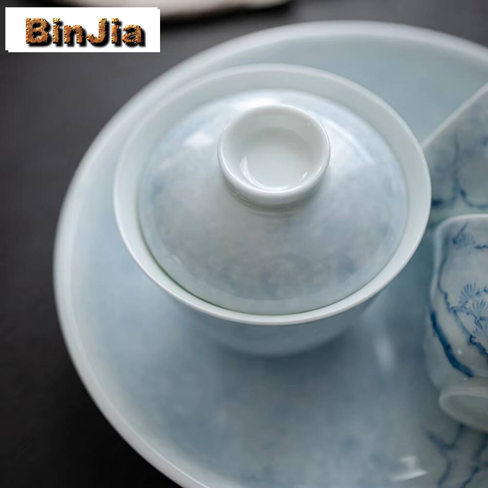 100ml 手描き松模様蓋付きボウル 家庭用白磁蓋碗 ブティ - Vintage Collectible Items のレビューと価格