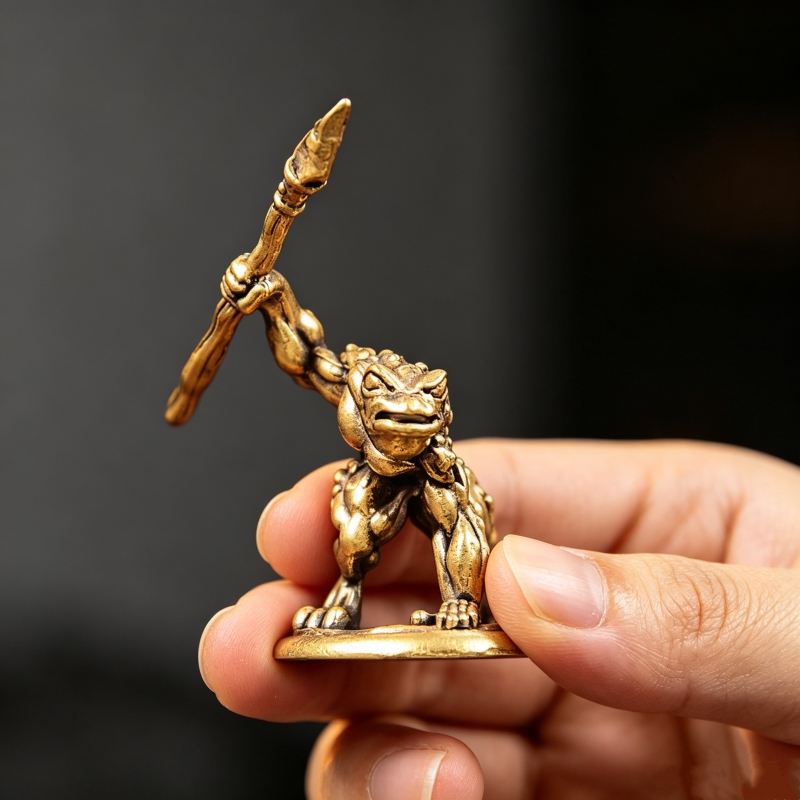 ヴィンテージ真鍮製カエル戦士フィギュア、槍を持ったカエル兵士 - Vintage Collectible Furniture のレビューと価格